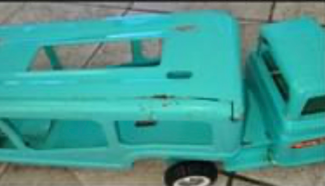 Vintage Buddy L Turquoise Pressed 2024 Steeltoy truck car hauler